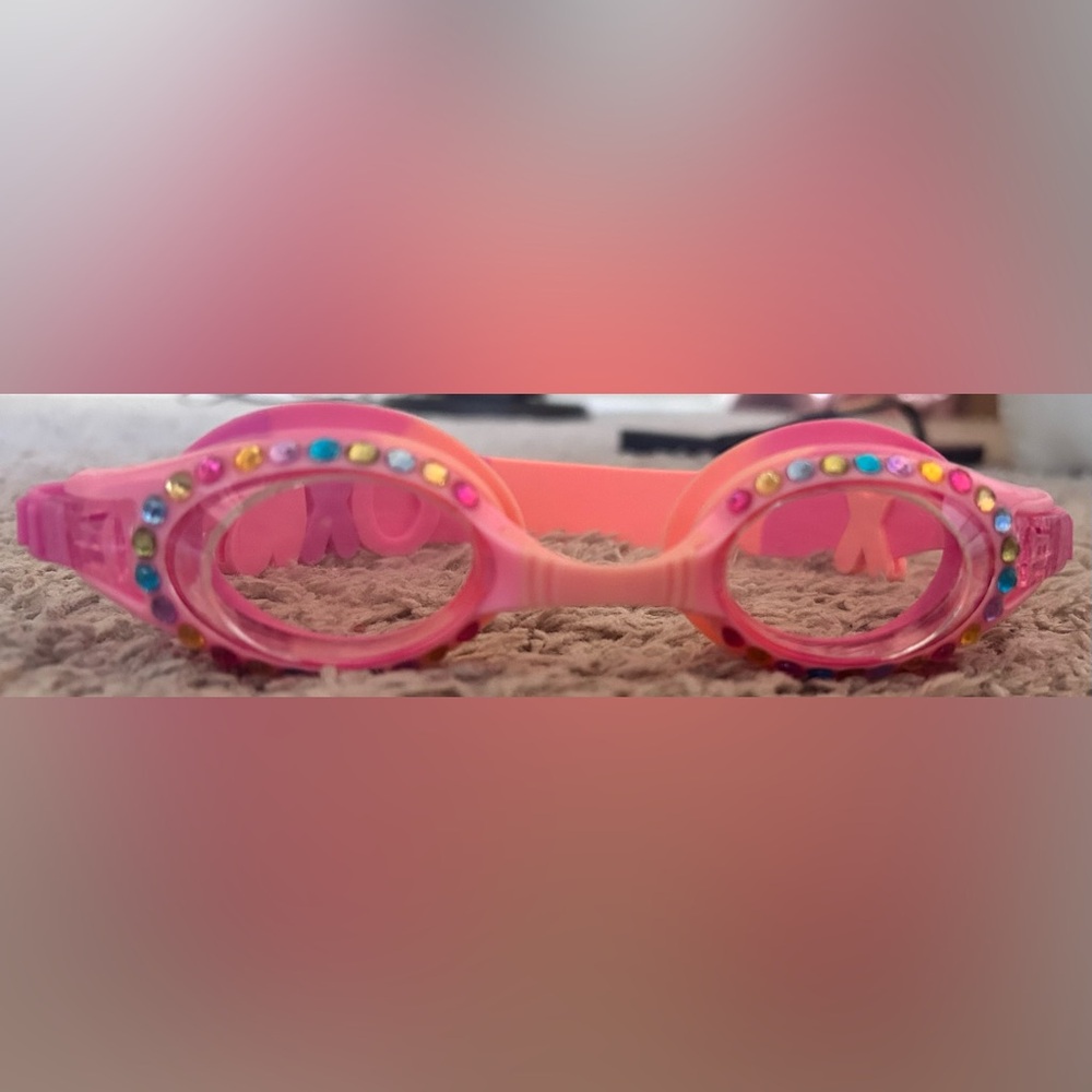 Girls Pink Bejeweled Swimming Goggles